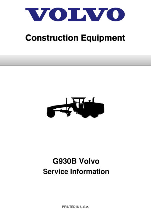 Volvo G930B Motor Grader Repair Service Manual