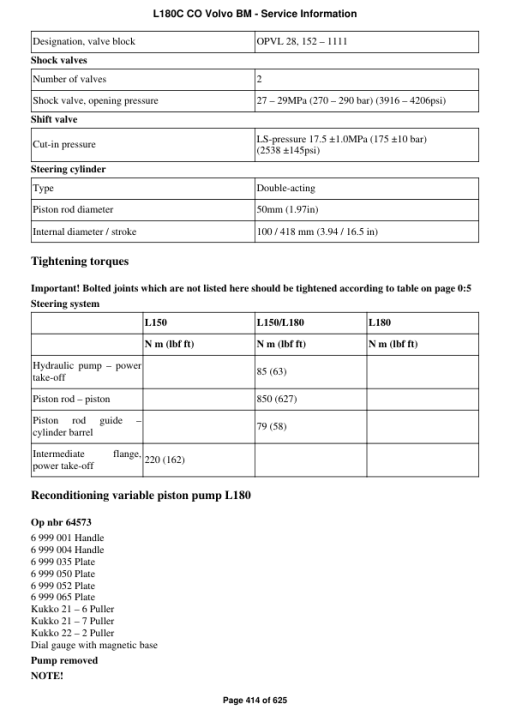 Volvo L180C CO BM Wheel Loader Repair Service Manual - Image 3