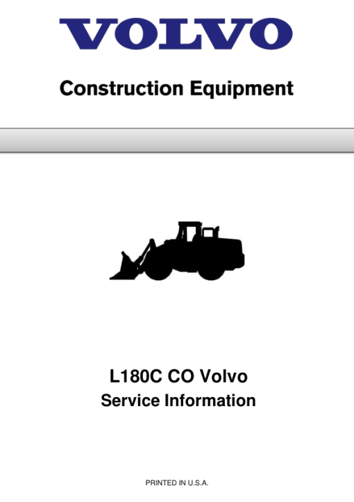 Volvo L180C CO Wheel Loader Repair Service Manual