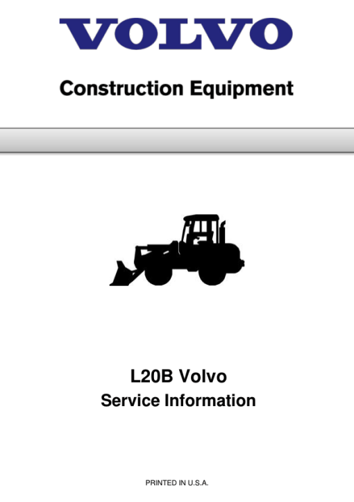 Volvo L20B Compact Wheel Loader Repair Service Manual