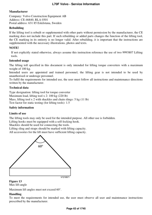 Volvo L70F Wheel Loader Repair Service Manual - Image 4