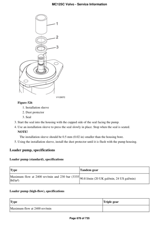 Volvo MC125C Skid Steer Loader Repair Service Manual - Image 4