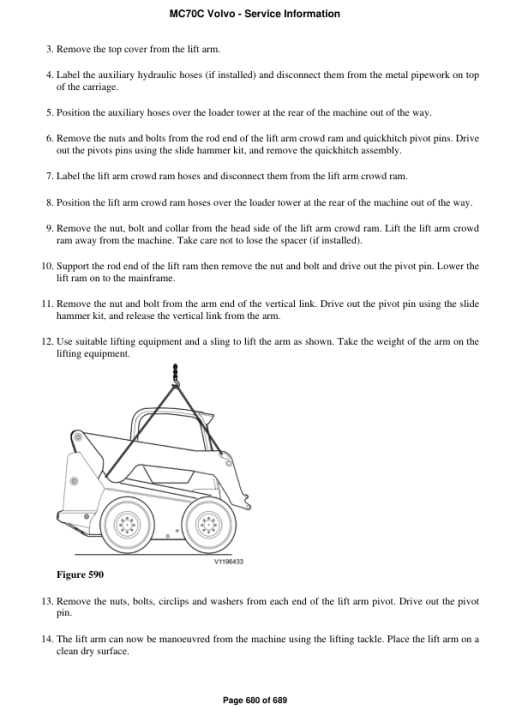 Volvo MC70C Skid Steer Loader Repair Service Manual - Image 4