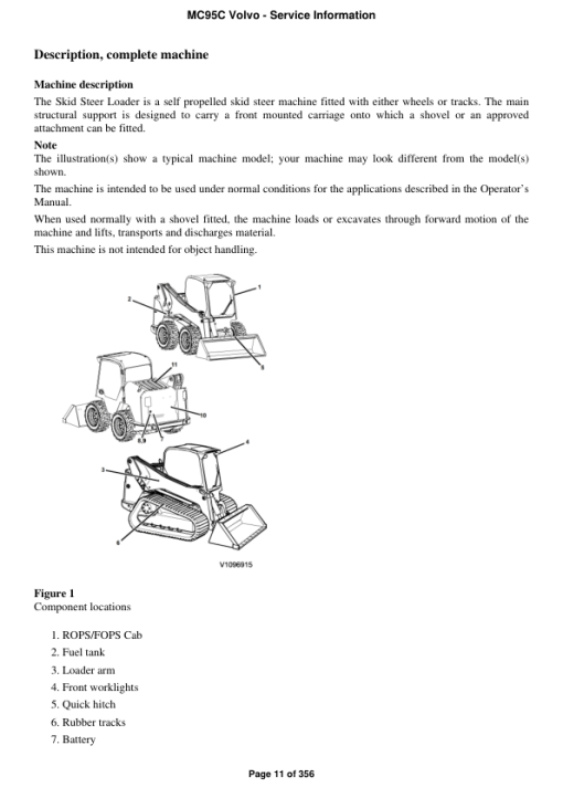 Volvo MC95C Skid Steer Loader Repair Service Manual - Image 2