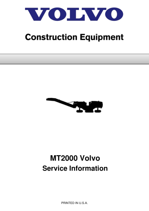 Volvo MT2000 Miling Equipment Repair Service Manual