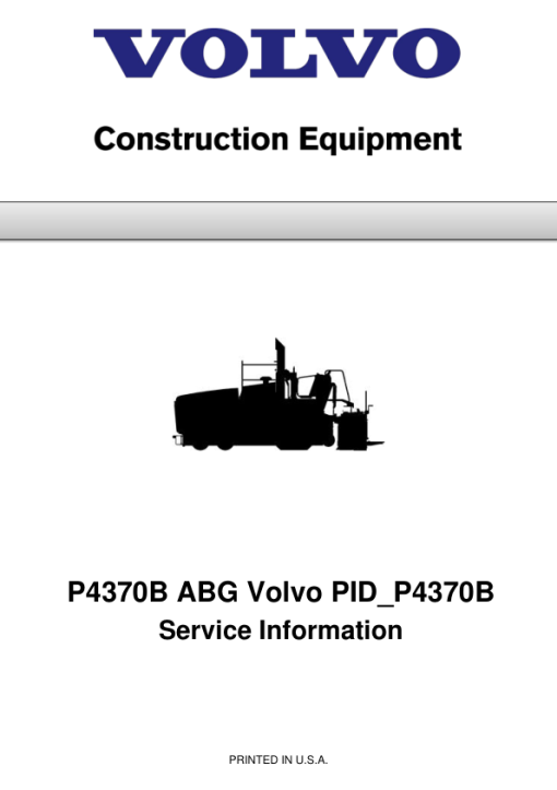 Volvo P4370B ABG Pavers Repair Service Manual