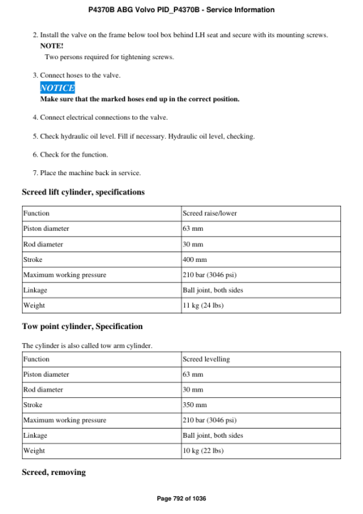 Volvo P4370B ABG Pavers Repair Service Manual - Image 5