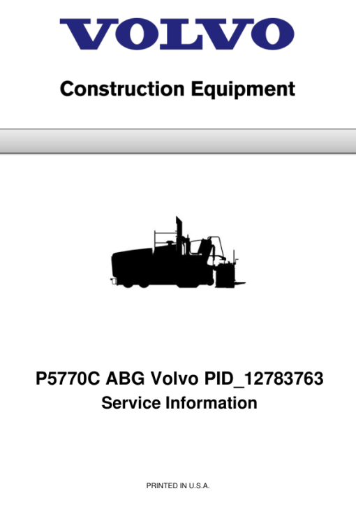 Volvo P5770C ABG Pavers Repair Service Manual