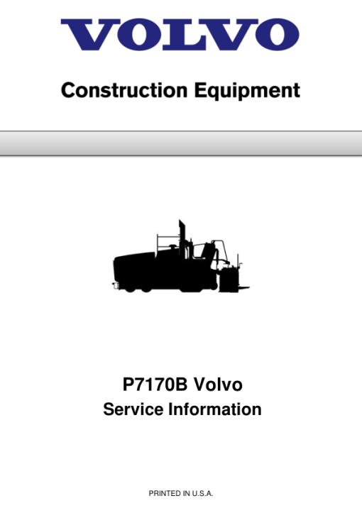 Volvo P7170B Pavers Repair Service Manual