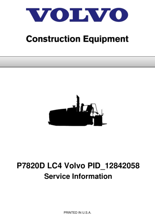 Volvo P7820D LC4 Pavers Repair Service Manual