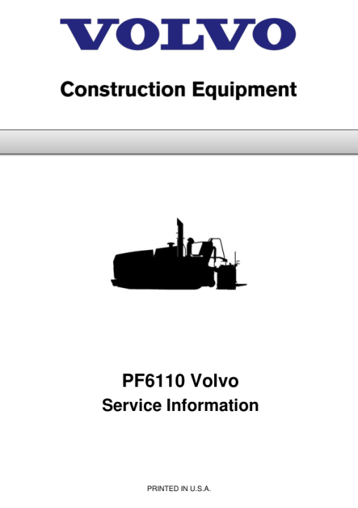 Volvo PF6110 Pavers Repair Service Manual