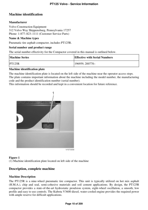 Volvo PT125 Asphalt Compactors Repair Service Manual - Image 2