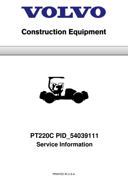 Volvo PT220C Asphalt Compactors Repair Service Manual