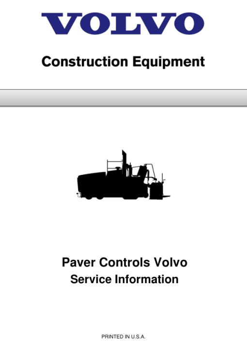 Volvo Paver Controls Pavers Repair Service Manual