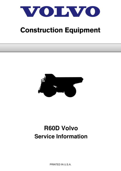 Volvo R60D Rigid Hauler Repair Service Manual