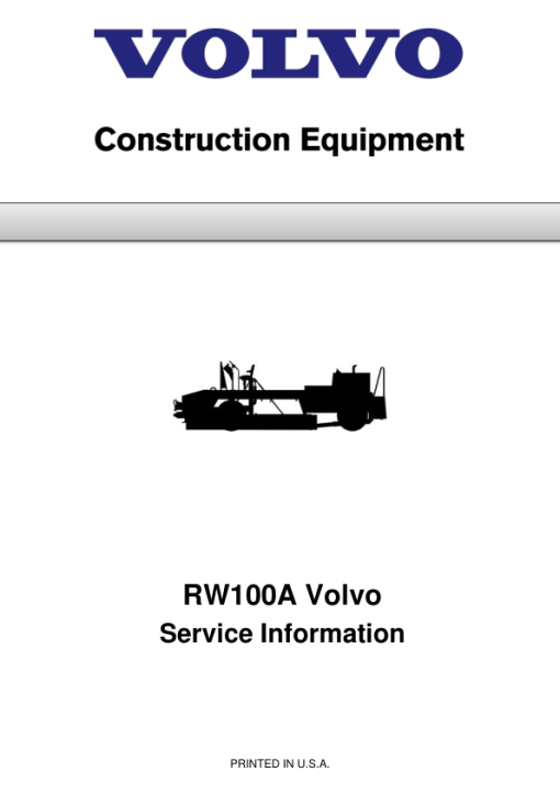 Volvo RW100A Road Widener Repair Service Manual