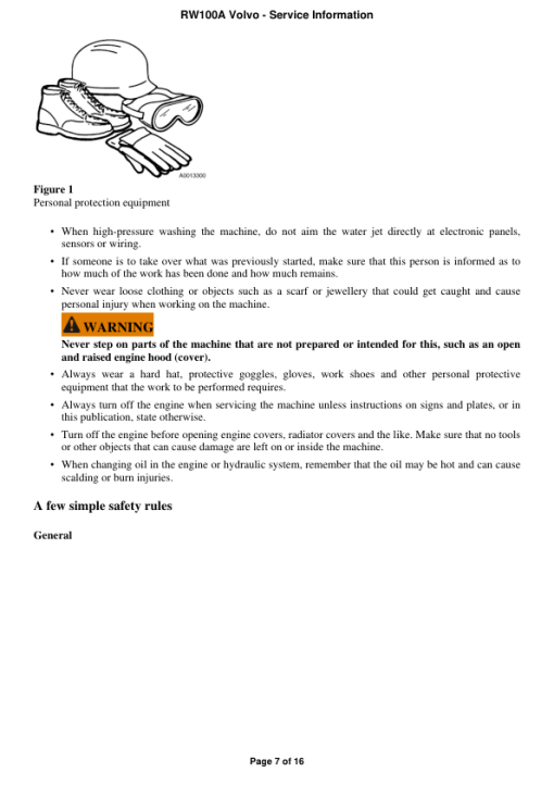 Volvo RW100A Road Widener Repair Service Manual - Image 4