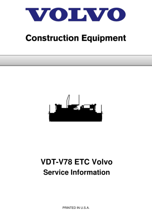 Volvo VDT-V78 ETC Screeds Repair Service Manual