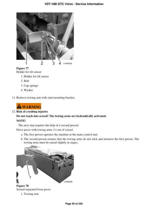 Volvo VDT-V88 GTC Screeds Repair Service Manual - Image 4