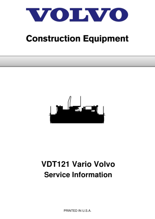 Volvo VDT121 Vario Screeds Repair Service Manual