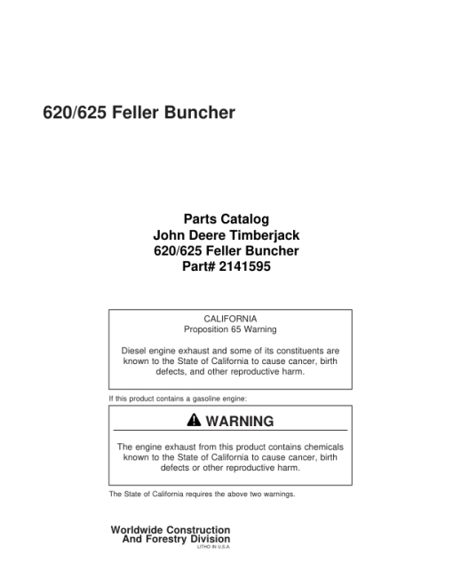 Timberjack 620 Tracked Feller Bunchers (SN 52001-52301-) Parts Catalog Manual - WC2141595