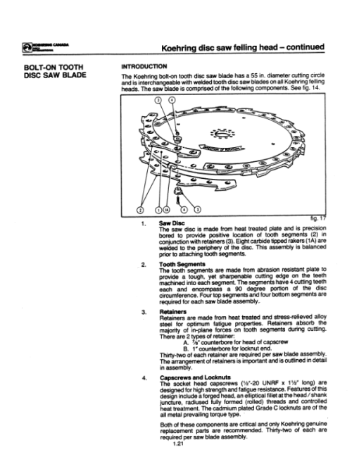 Koehring 20 Inch, 22 Inch (Tanguay Machine) Felling Heads Parts Catalog Manual - Image 4