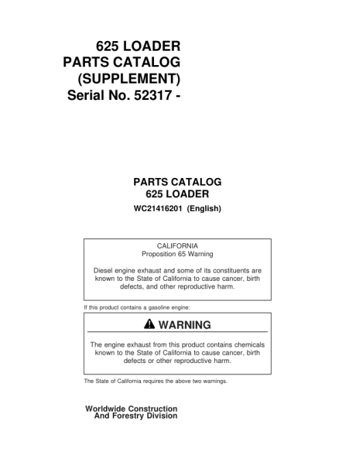 Koehring Knuckleboom Loader (SN 52317-) Parts Catalog Manual