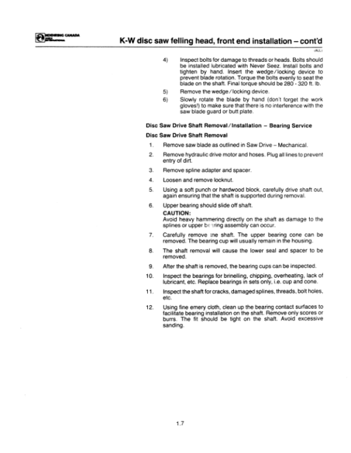 Koehring 20 Inch (Barko) Felling Heads (SN 12101–) Parts Catalog Manual - WC21416221 - Image 2