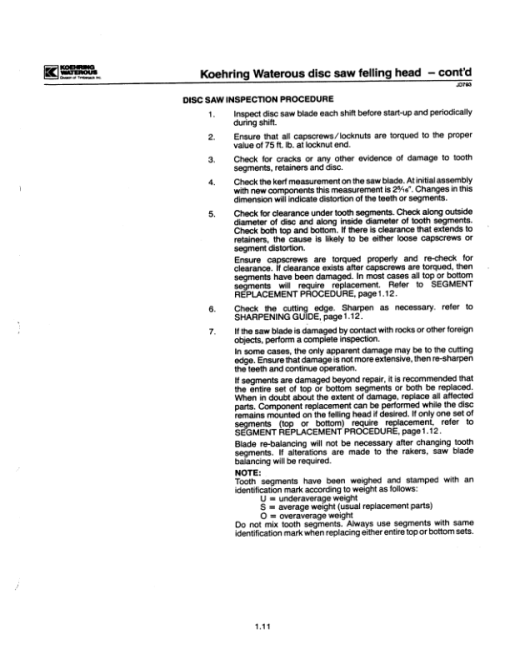 Koehring 20 Inch (JD 793D) (SN 12101-12499) Felling Heads Parts Catalog Manual - WC21416411 - Image 3