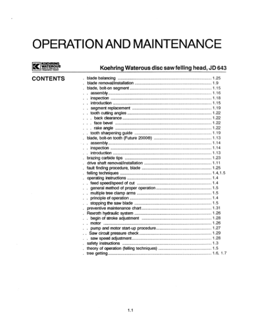 Koehring 20 Inch (JD643) Felling Heads (SN 12101 – 12499 & 62001 –) Parts Catalog Manual - Image 3