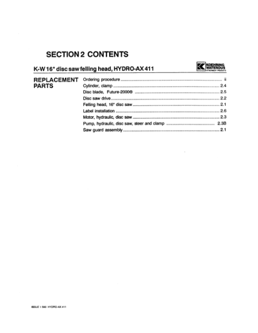 Koehring 16 Inch (Hydro-Ax 411) Felling Heads (SN 68004-) Parts Catalog Manual - WC2141668 - Image 4