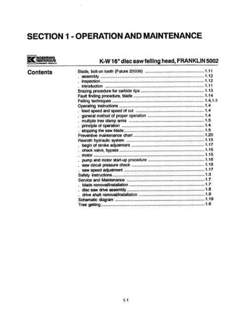 Koehring 16 Inch (Franklin 5002) Felling Heads (SN 68004-) Parts Catalog Manual - WC2141670 - Image 4