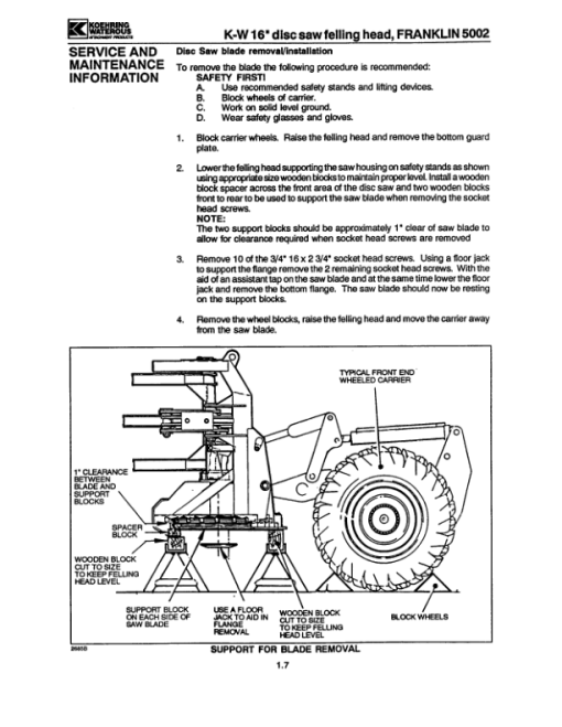 Koehring 16 Inch (Franklin 5002) Felling Heads (SN 68004-) Parts Catalog Manual - WC2141670 - Image 3