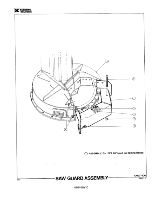 Koehring 20 Inch Front Cut Felling Heads (SN 62001–) Parts Catalog Manual - WC2141678 - Image 3