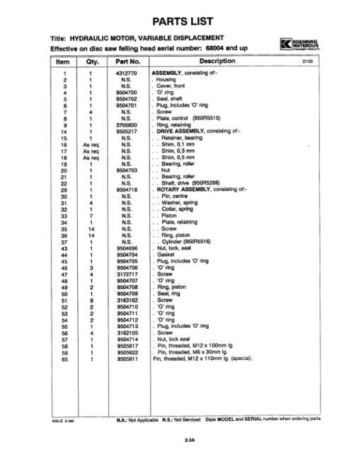 Koehring 16 Inch (Hydro-Ax 511) Felling Heads (SN 68004-) Parts Catalog Manual - WC2141681 - Image 2