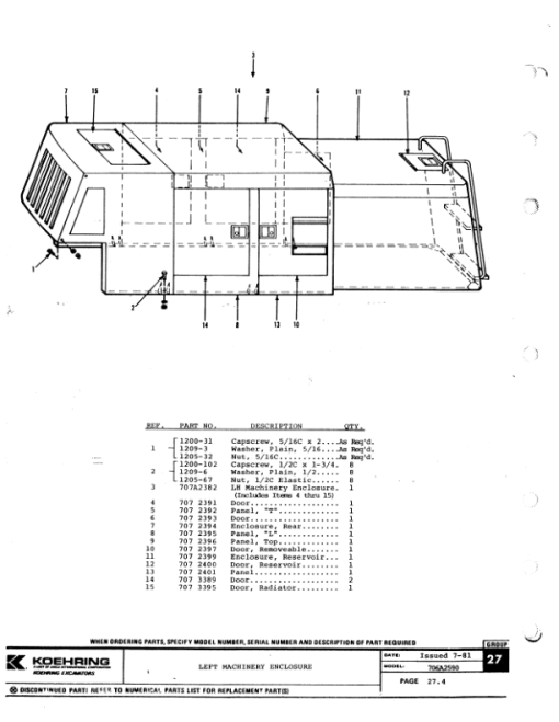 Koehring 266 DL Delimbers (SN 51605 and up) Parts Catalog Manual - WC266DL - Image 4