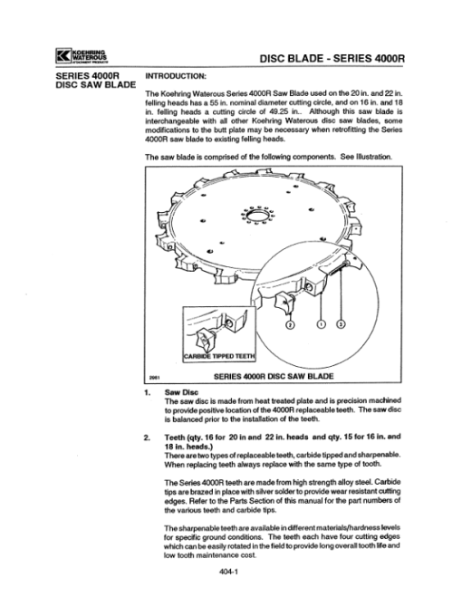 Koehring 20 Inch (Prentice 630FB) Felling Heads (SN 12647–12647 & 62001–64149) Parts Catalog Manual - Image 2