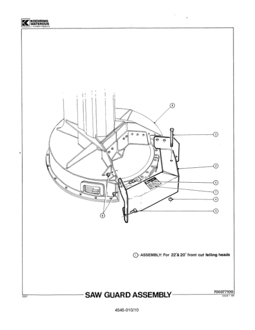 Koehring 22 Inch (CAT 300) Felling Heads (SN 2751-12938) Parts Catalog Manual - WC700711600 - Image 2