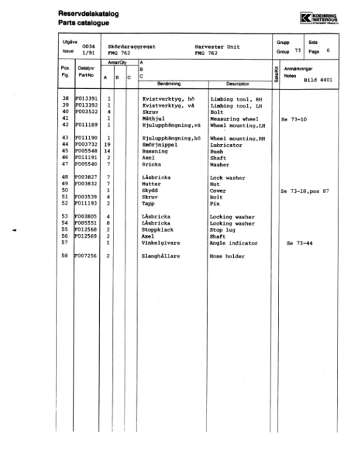 Koehring Waterous 762A Harvesting Heads Parts Catalog Manual - Image 4