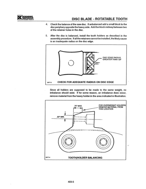 Koehring 18 Inch, 20 Inch, 22 Inch, 24 Inch Felling Heads Parts Catalog Manual - Image 3