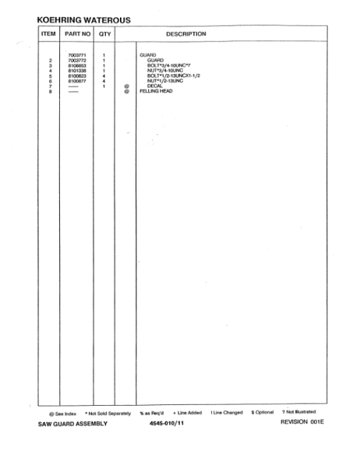 Koehring 22 Inch, 24 Inch (Madill 3200) Felling Heads (SN 65115-970775603001-970775) Parts Catalog Manual - Image 2