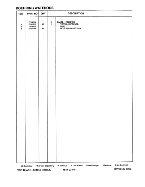 Koehring 18 Inch, 20 Inch, 22 Inch, 24 Inch Standard Felling Heads Parts Catalog Manual - WC701555400 - Image 4