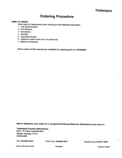 Koehring 20 Inch (Prentice 630) Felling Heads (SN 64150-970775) Parts Catalog Manual - WC701555600 - Image 3