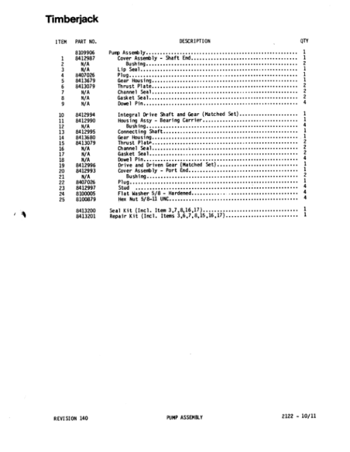 Timberjack T25, 2515, 2518, 2520 Tracked Feller Bunchers (SN C94001-C95053) Parts Catalog Manual - WCC94009 - Image 2