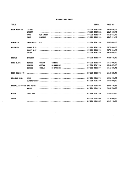 Timberjack  FS122B Stt Disc Saw Felling Heads (SN 10BC1637-10BC1862) Parts Catalog Manual - WCF298142 - Image 4