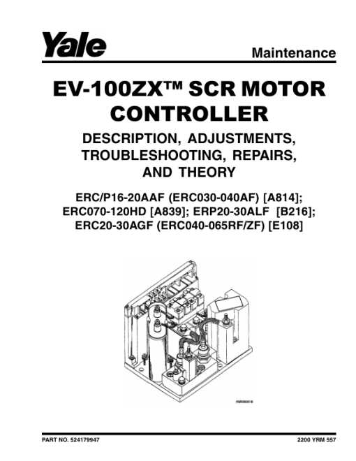 Yale ERC030AG, ERC030BG, ERC040AG, ERC040BG Forklift A814 Service Repair Manual