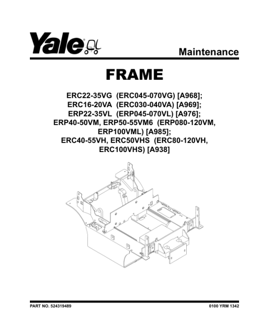 Yale ERC030VA, ERC035VA, ERC040VA Forklift A969 Service Repair Manual