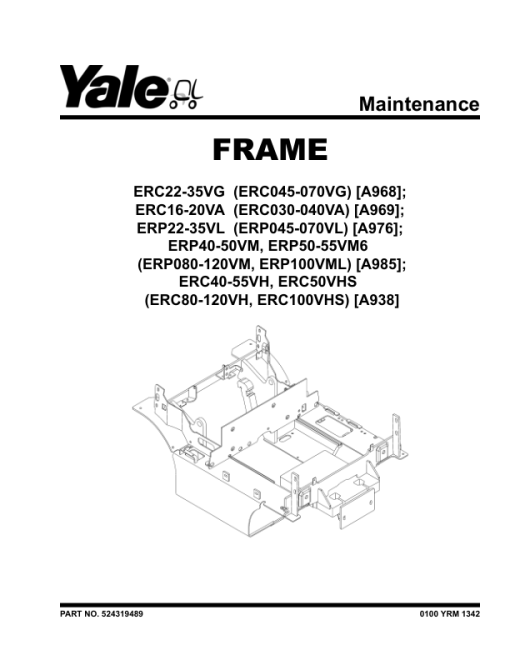 Yale ERC045VG, ERC050VG, ERC055VG, ERC060VG, ERC065VG, ERC070VG Forklift A968 Service Repair Manual