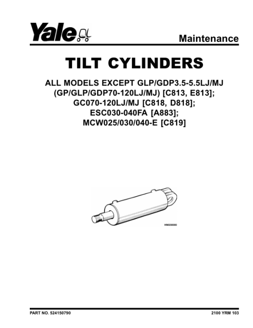 Yale ERC070HH, ERC080HH, ERC100HH, ERC120HH Forklift B839 Service Repair Manual