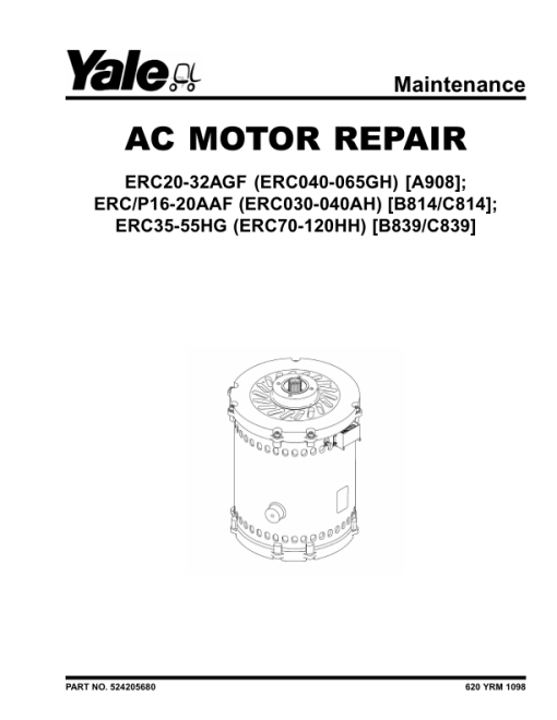 Yale ERC16AAF, ERP16AAF, ERC18AAF, ERP18AAF, ERC20AAF, ERP20AAF Forklift C814 Service Repair Manual